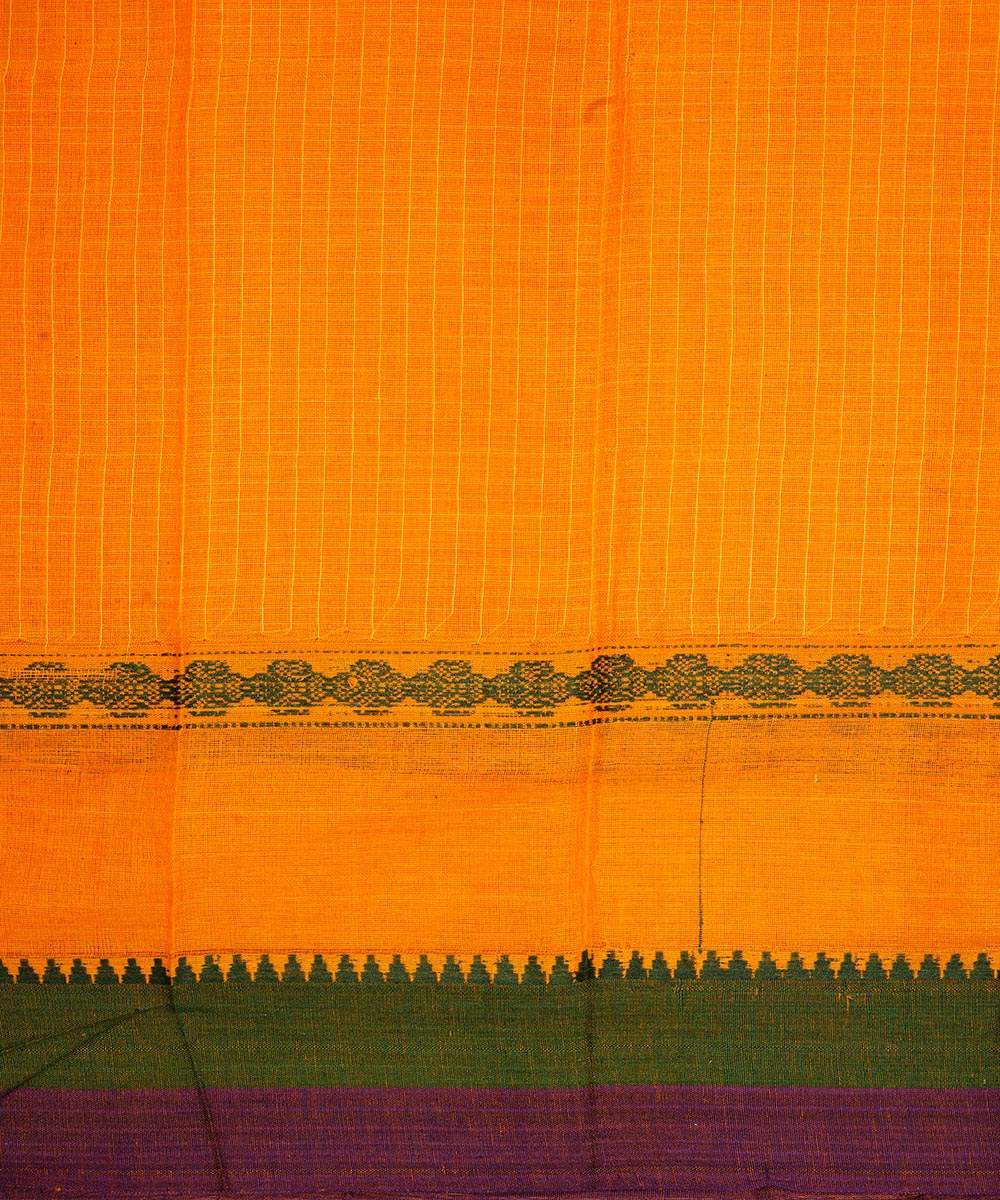 Yellow cotton handwoven narayanapet saree