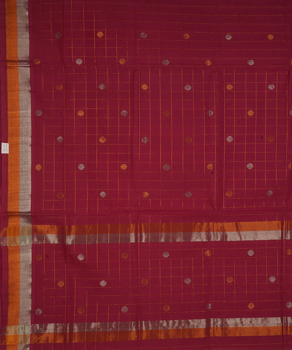 Dark magenta cotton handwoven venkatagiri saree