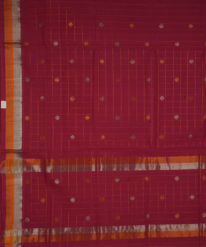 Dark magenta cotton handwoven venkatagiri saree