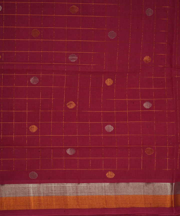 Dark magenta cotton handwoven venkatagiri saree