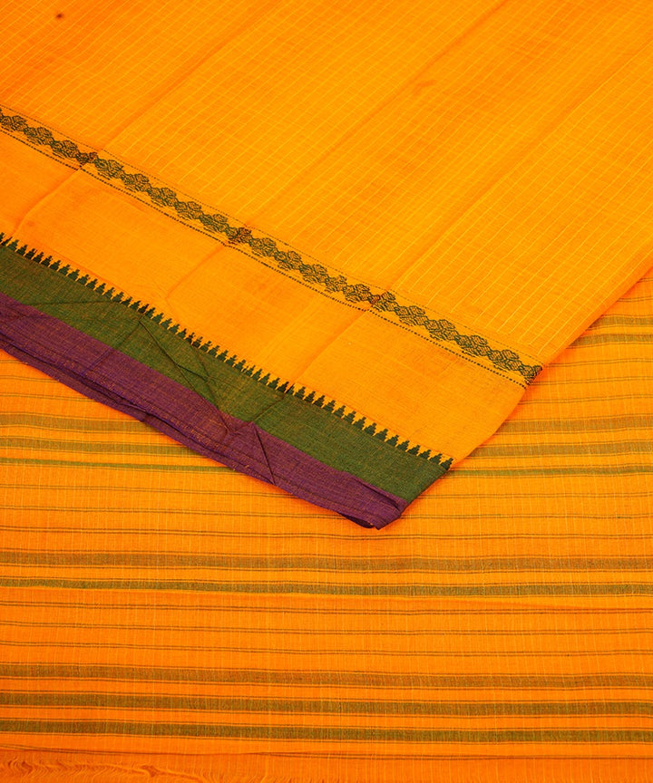Yellow cotton handwoven narayanapet saree