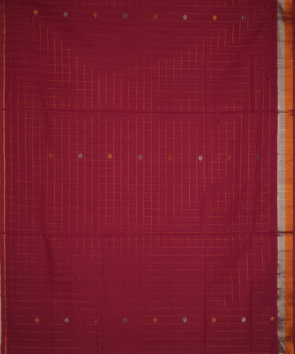 Dark magenta cotton handwoven venkatagiri saree