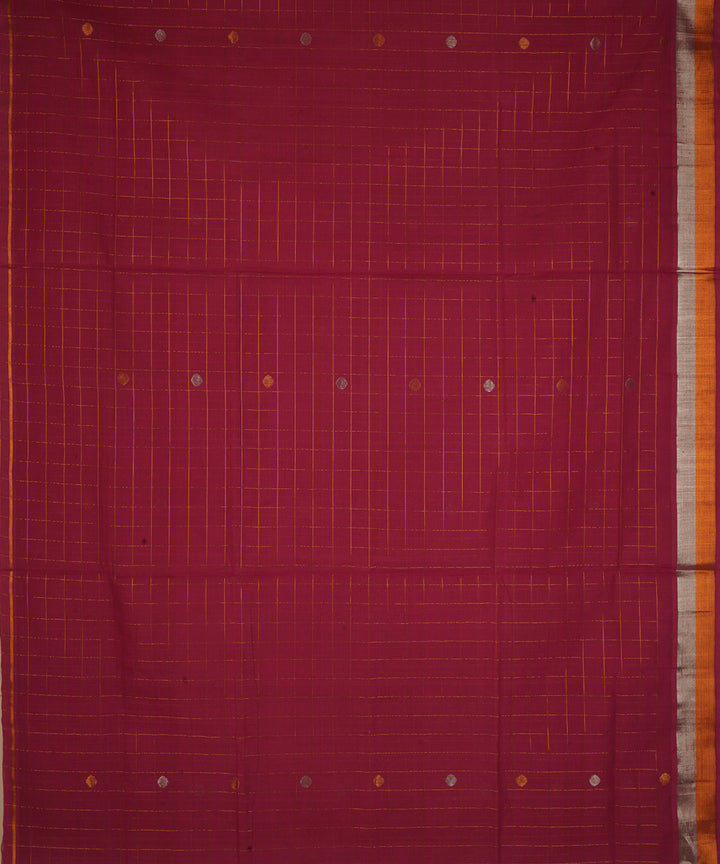 Dark magenta cotton handwoven venkatagiri saree