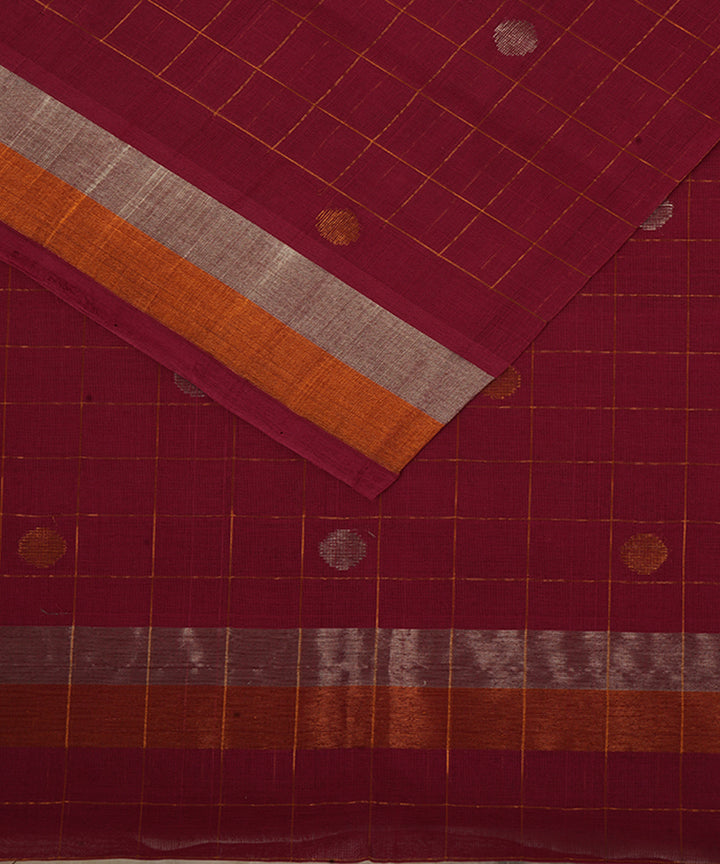Dark magenta cotton handwoven venkatagiri saree