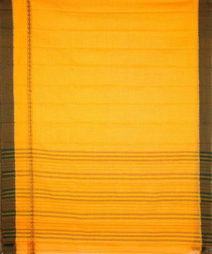 Dark yellow cotton handloom narayanapet saree