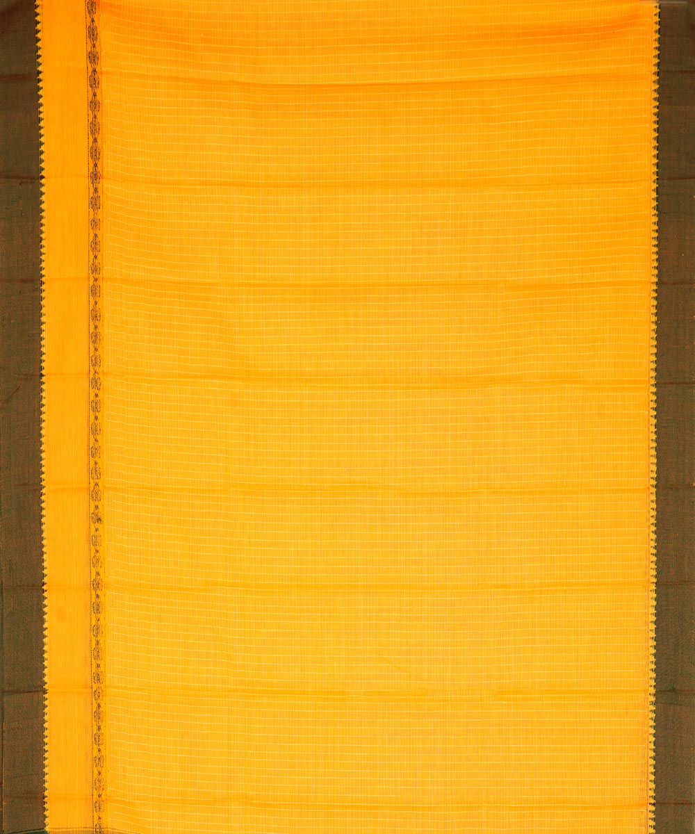 Dark yellow cotton handloom narayanapet saree