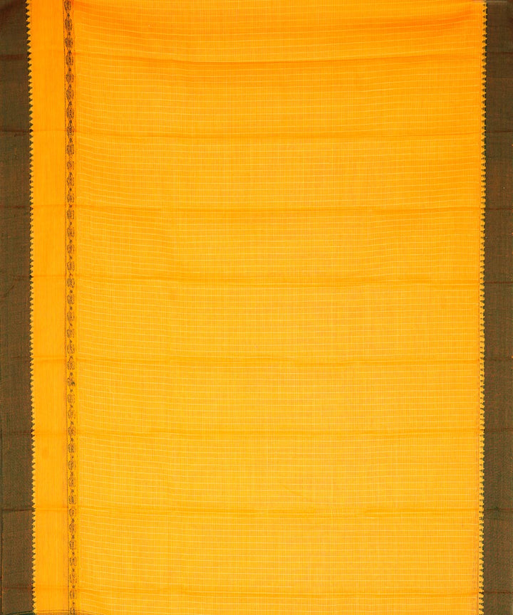 Dark yellow cotton handloom narayanapet saree