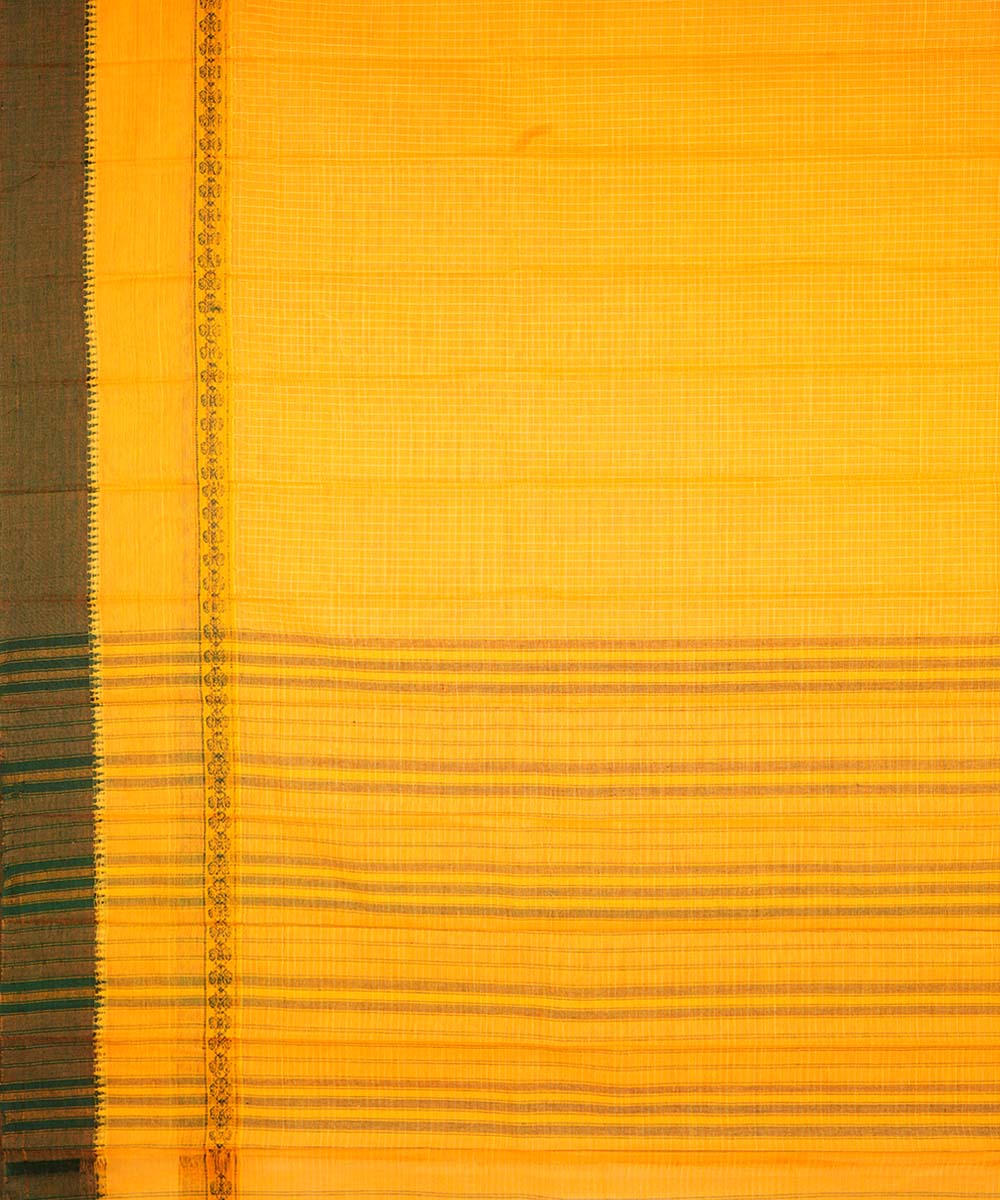 Dark yellow cotton handloom narayanapet saree