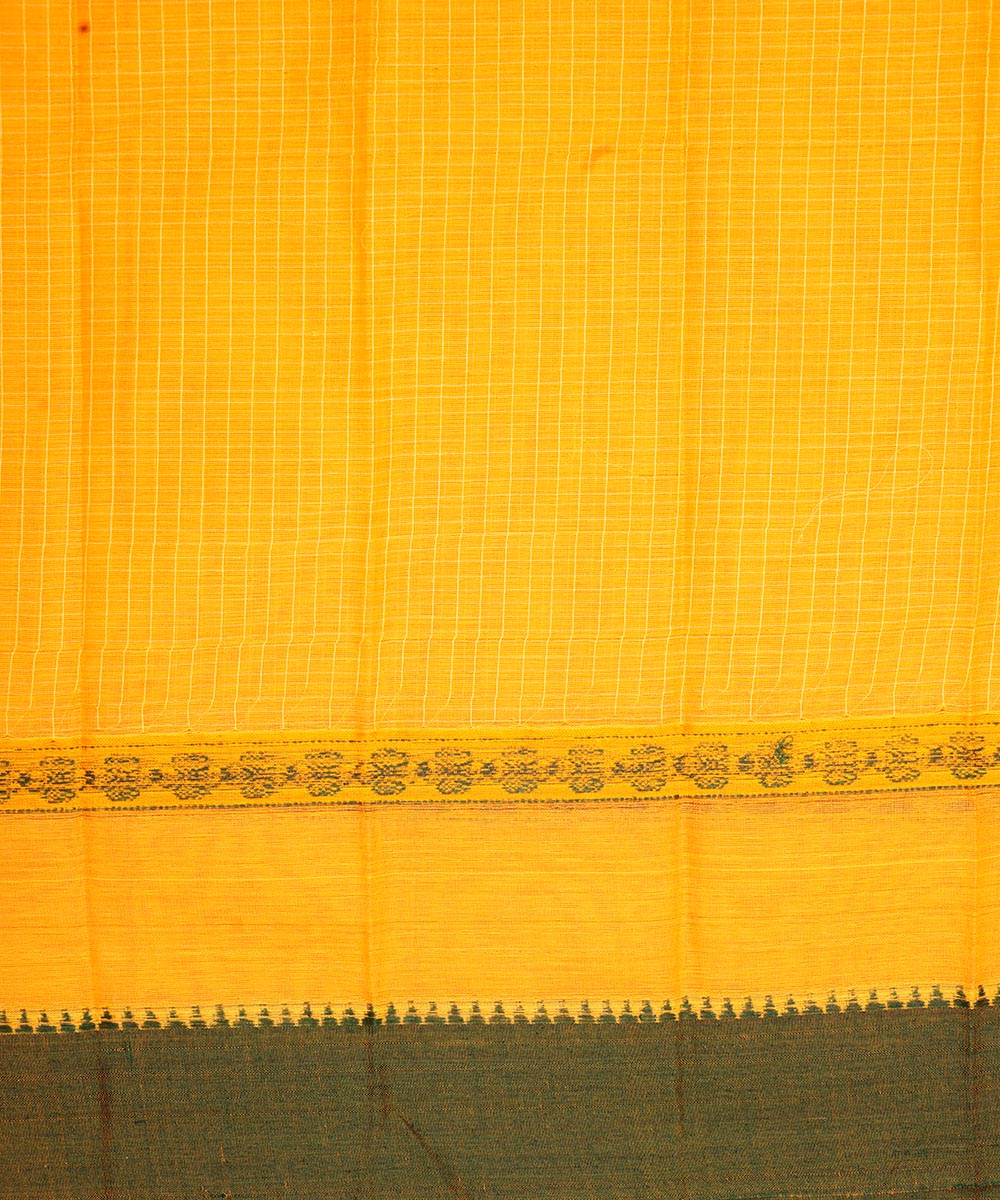 Dark yellow cotton handloom narayanapet saree