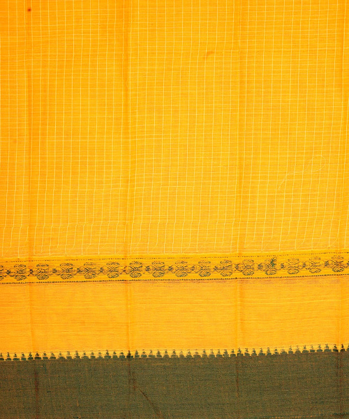 Dark yellow cotton handloom narayanapet saree