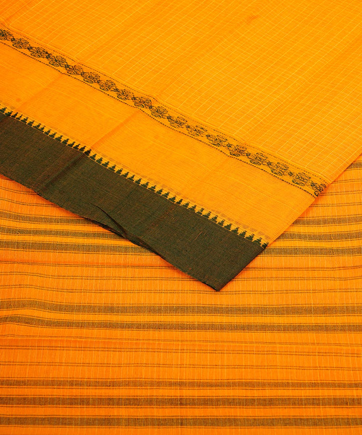 Dark yellow cotton handloom narayanapet saree