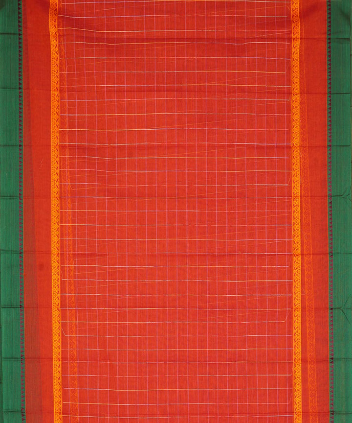 Red checks cotton handloom narayanapet saree