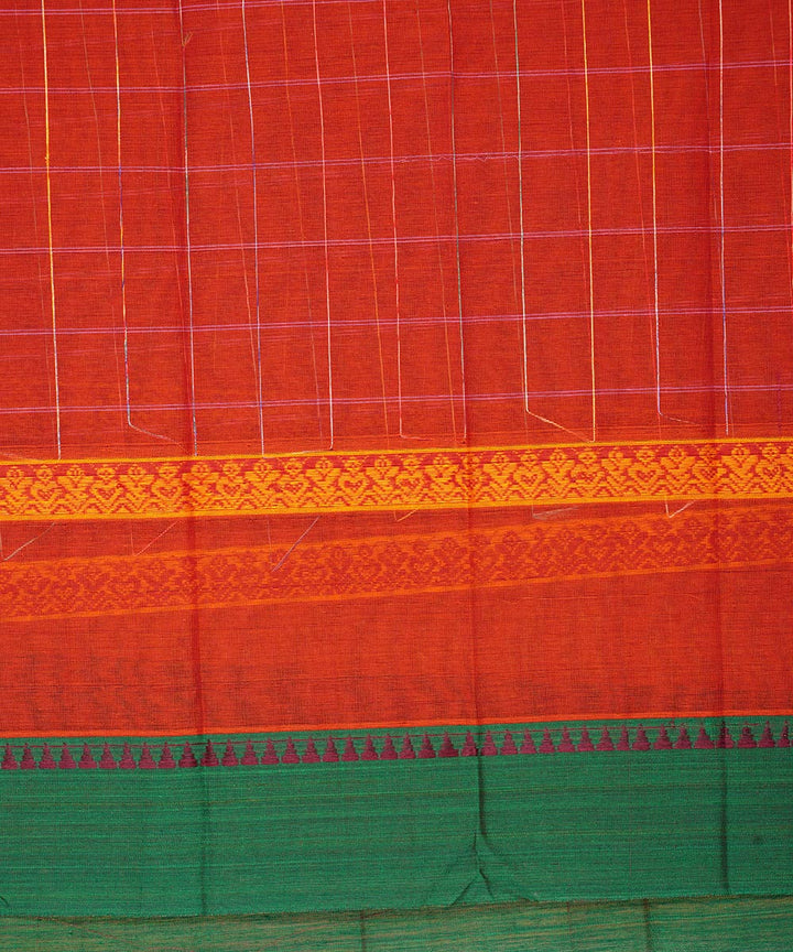 Red checks cotton handloom narayanapet saree