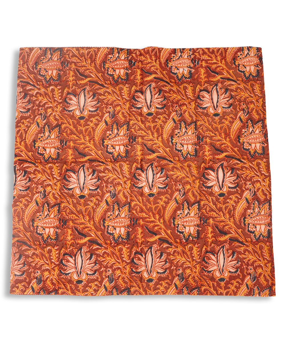 Maroon red multicolor cotton hand block print kalamkari cushion cover