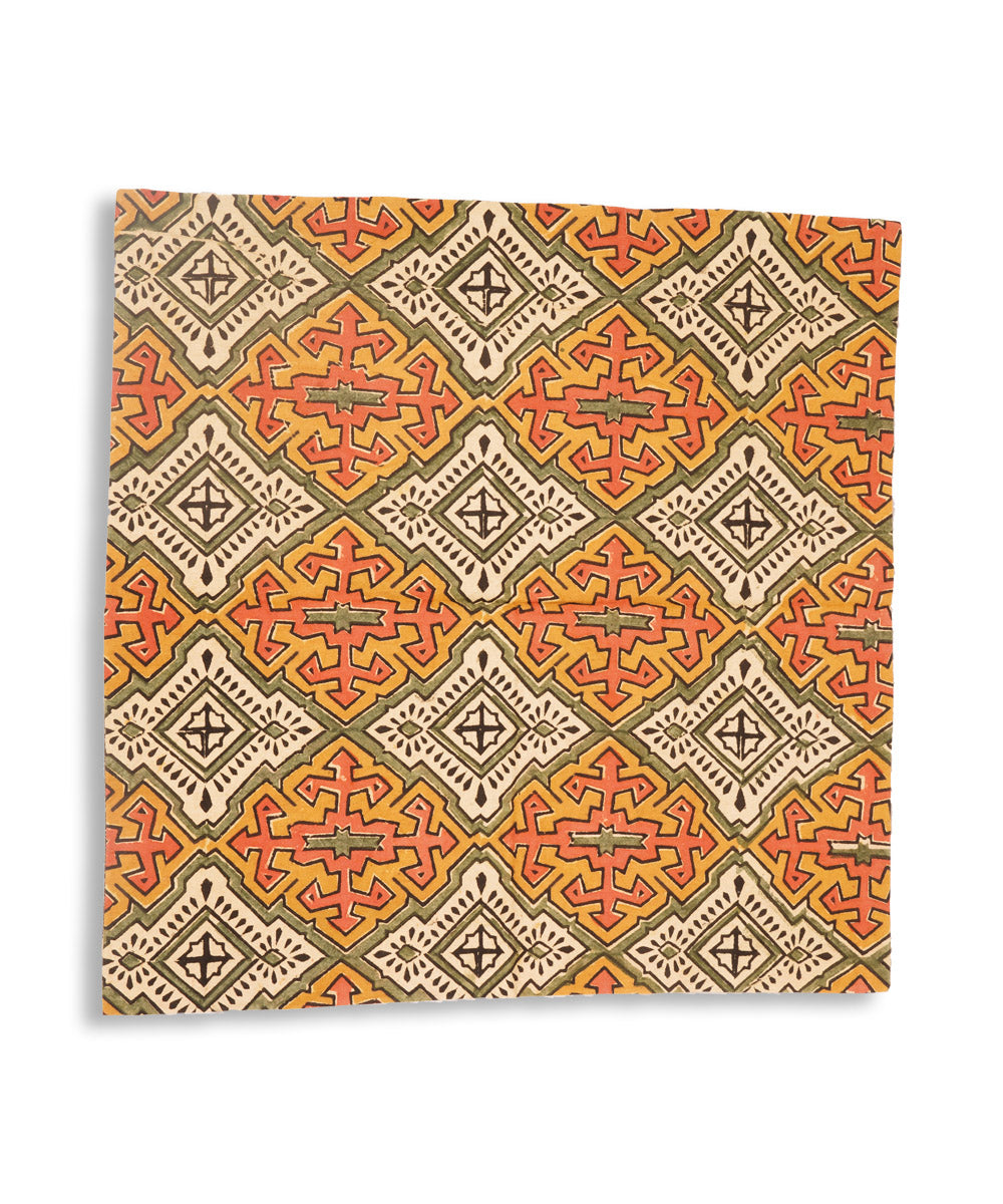 Multicolor cotton hand block print kalamkari cushion cover