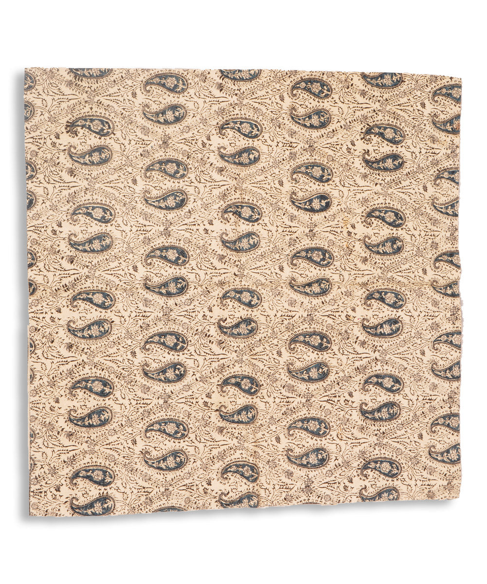 White multicolor hand block printed cotton kalamkari cushion cover