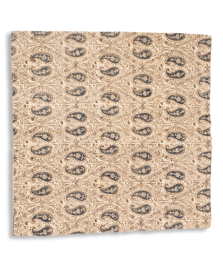White multicolor hand block printed cotton kalamkari cushion cover
