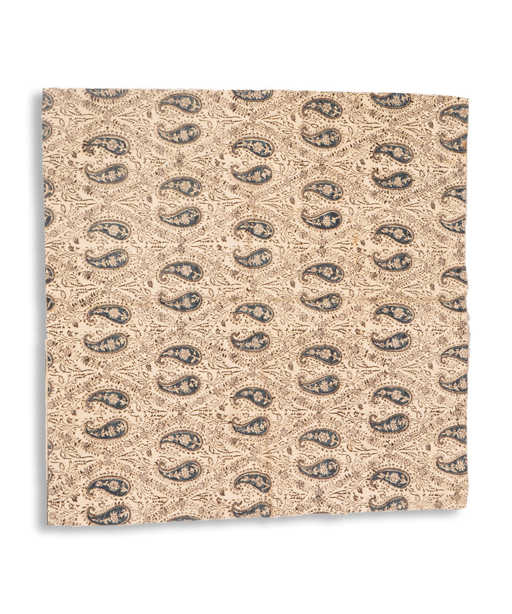 White multicolor hand block printed cotton kalamkari cushion cover