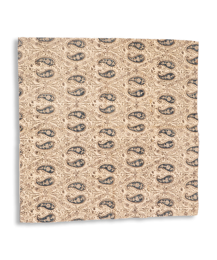 White multicolor hand block printed cotton kalamkari cushion cover