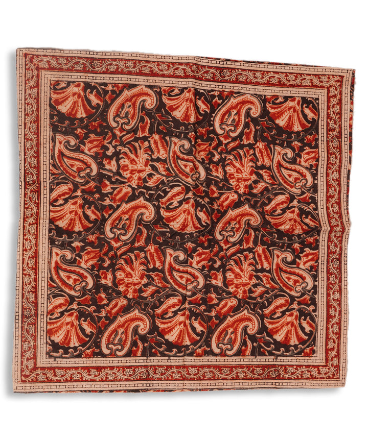 Dark navy cotton hand block print kalamkari cushion cover