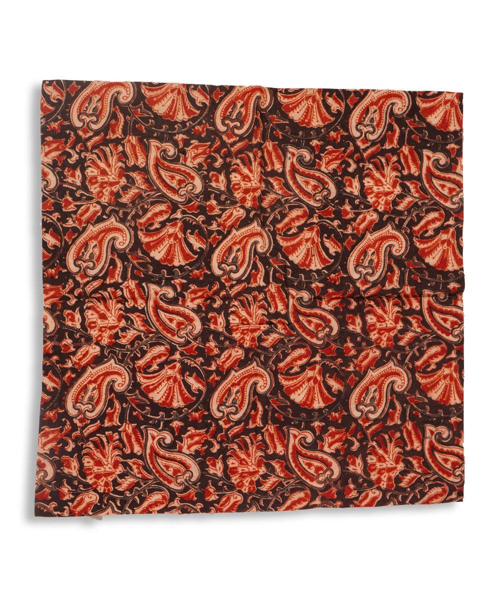 Dark navy cotton hand block print kalamkari cushion cover