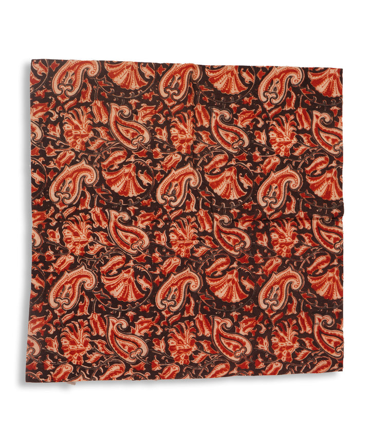 Dark navy cotton hand block print kalamkari cushion cover
