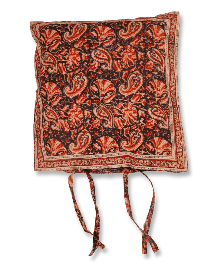 Dark navy cotton hand block print kalamkari cushion cover