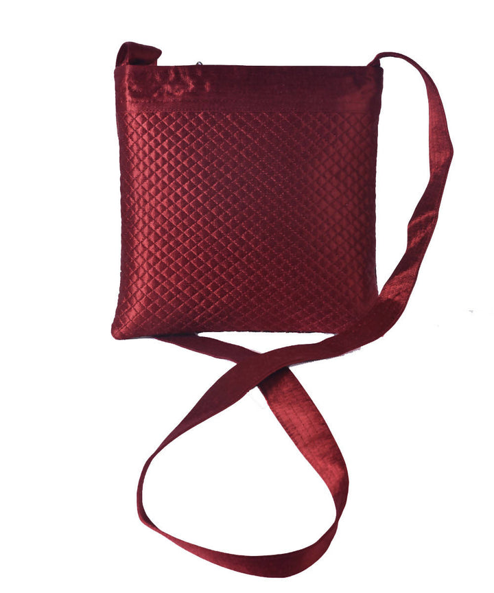 Mashroo hand embroidery maroon cross body bag