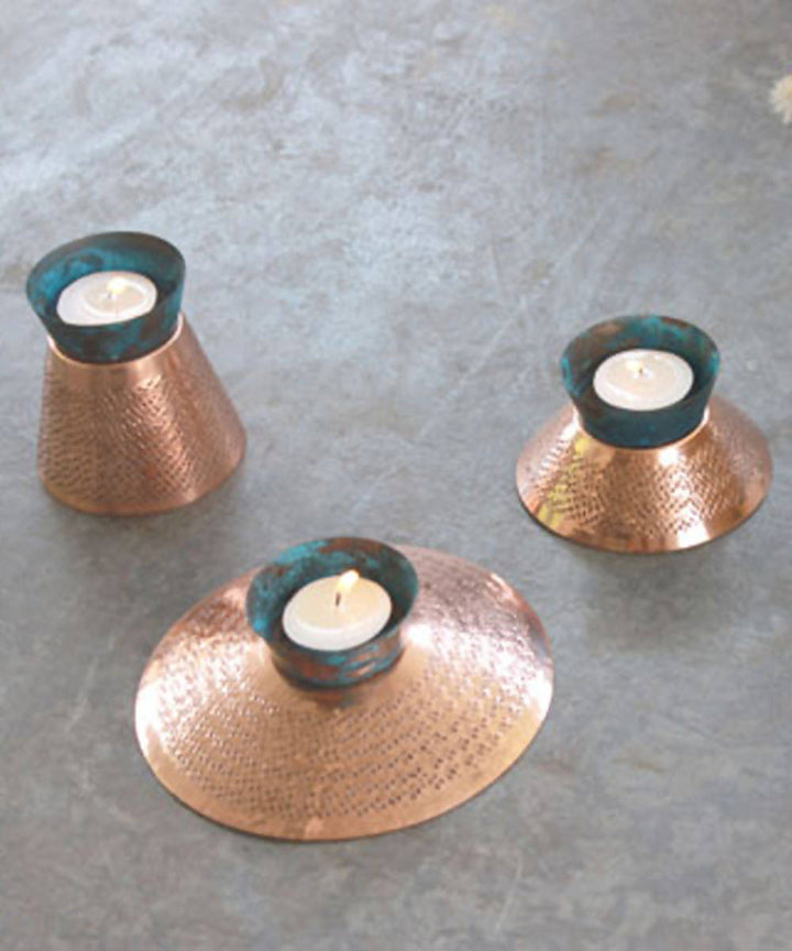 teal Handmade copper tea light