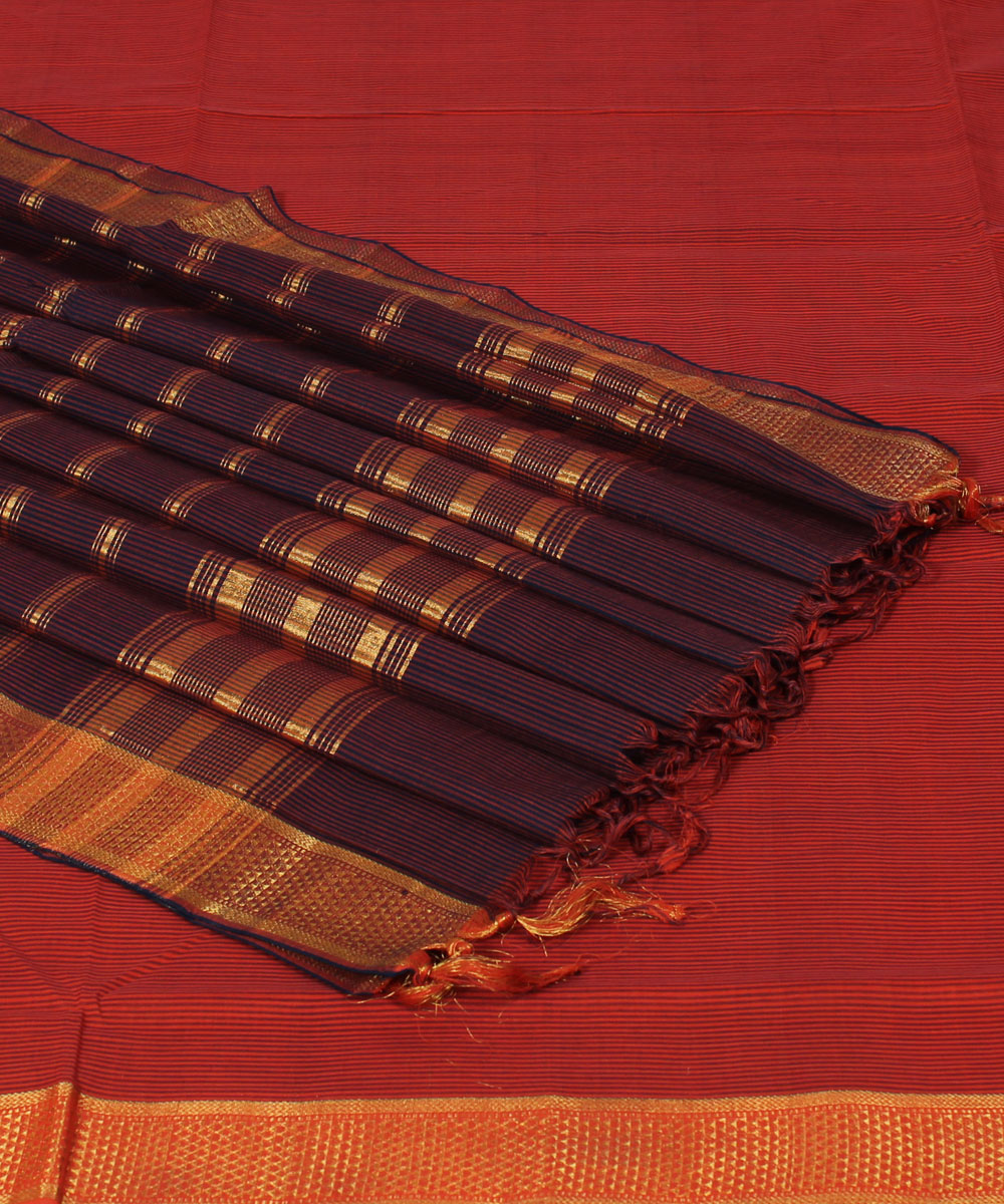 Mangalagiri Maroon Handwoven Cotton Saree