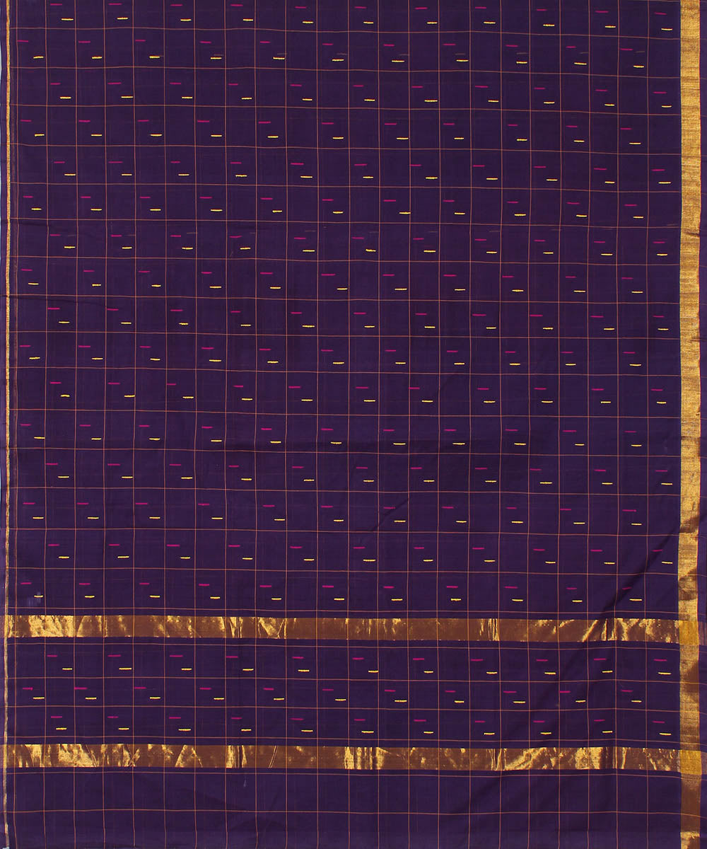 Violet cotton handwoven venkatagiri saree
