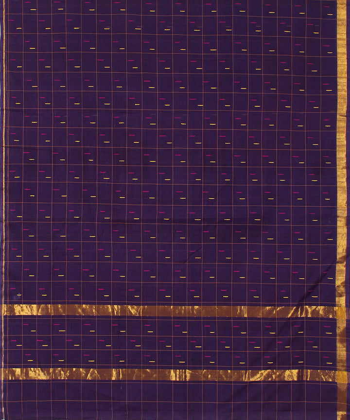 Violet cotton handwoven venkatagiri saree