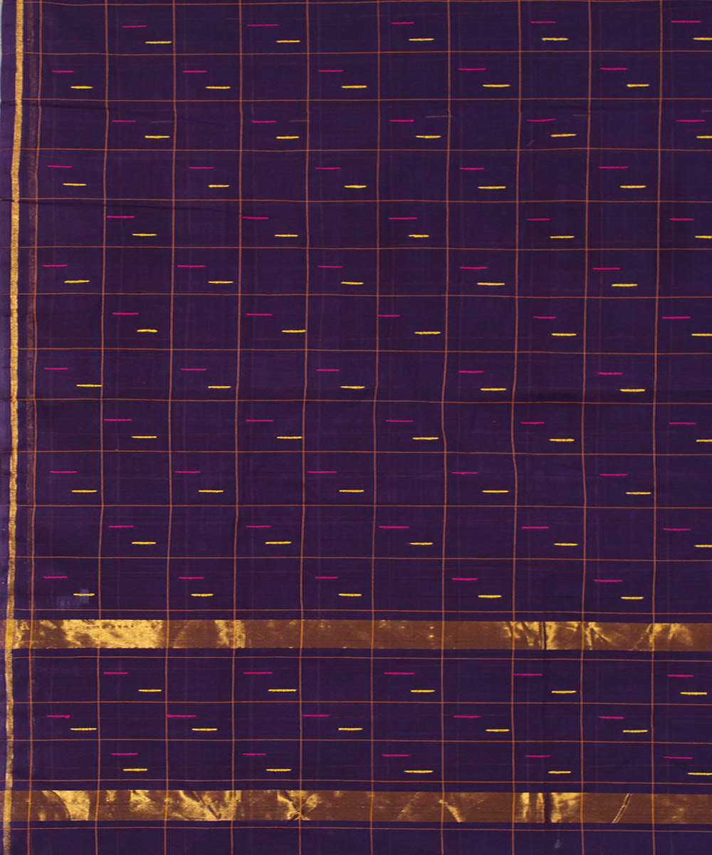 Violet cotton handwoven venkatagiri saree