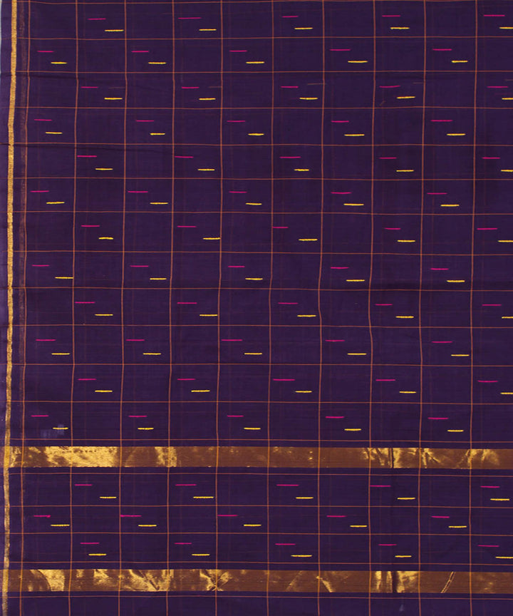 Violet cotton handwoven venkatagiri saree