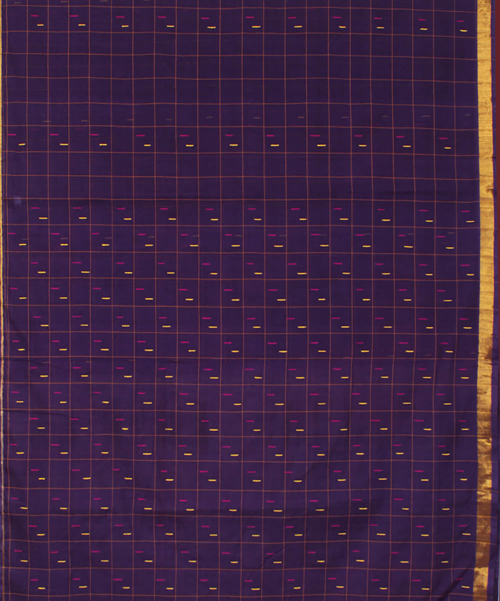Violet cotton handwoven venkatagiri saree