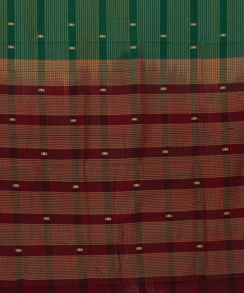 Green and Red Polavaram Handloom Cotton Saree