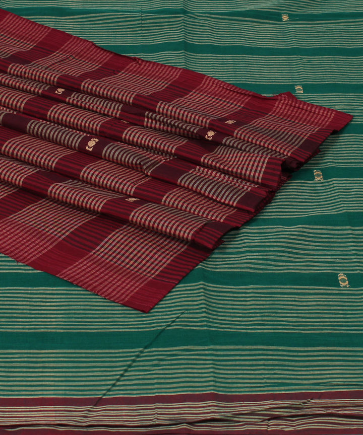 Green and Red Polavaram Handloom Cotton Saree
