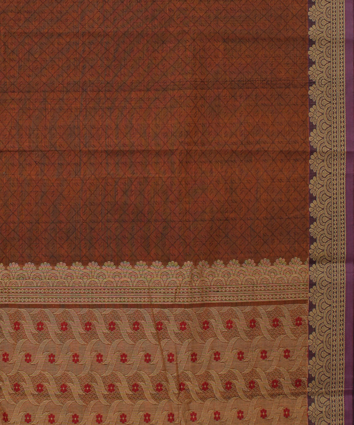 Brown Paramakudi Cotton Handwoven Saree