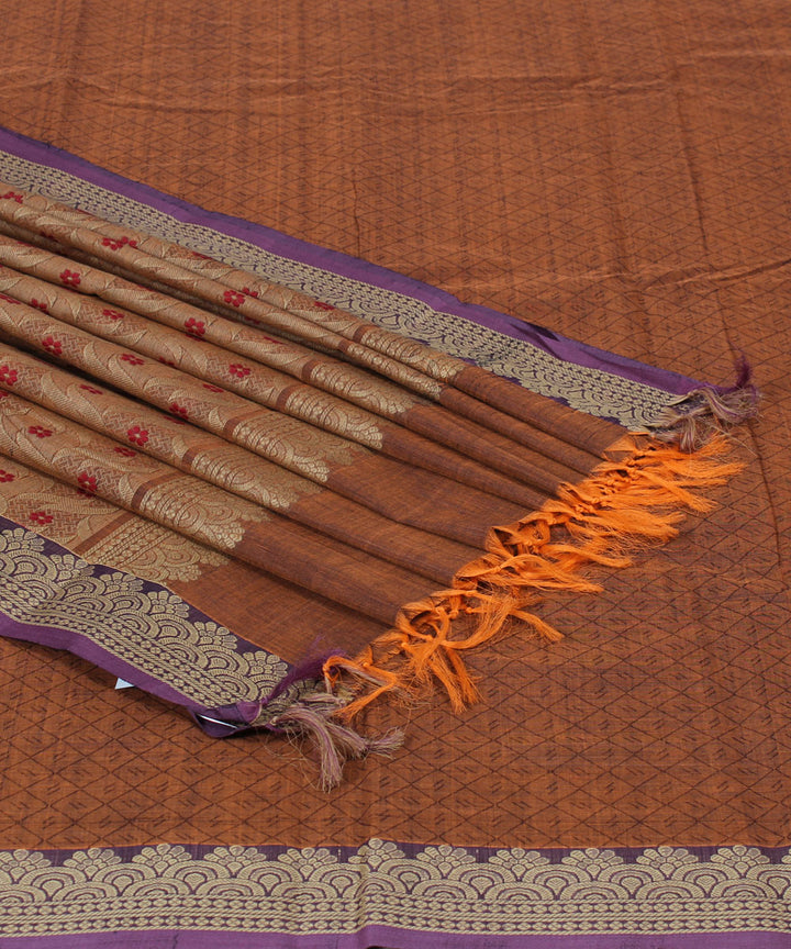 Brown Paramakudi Cotton Handwoven Saree
