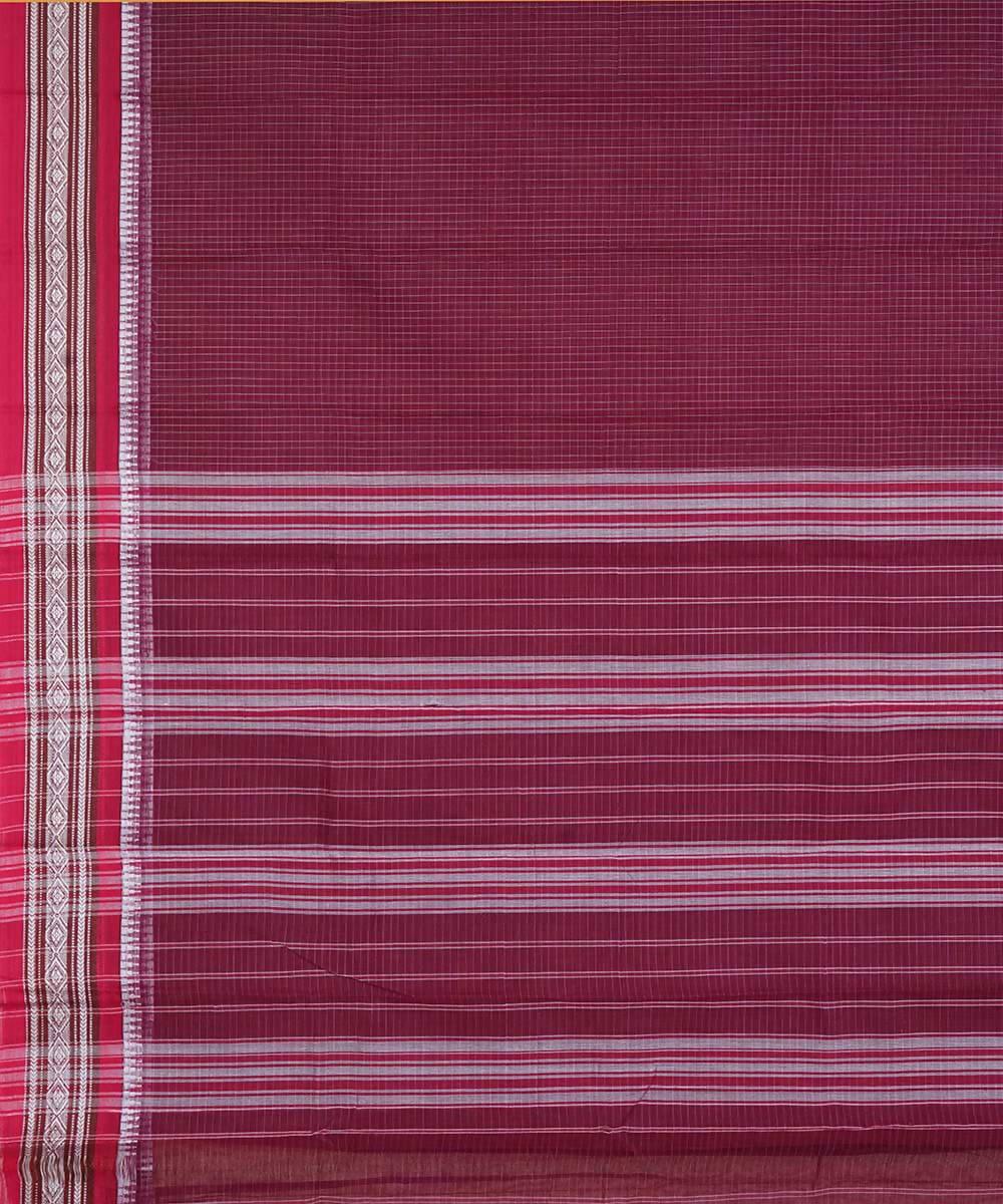 Maroon handwoven cotton narayanpet saree