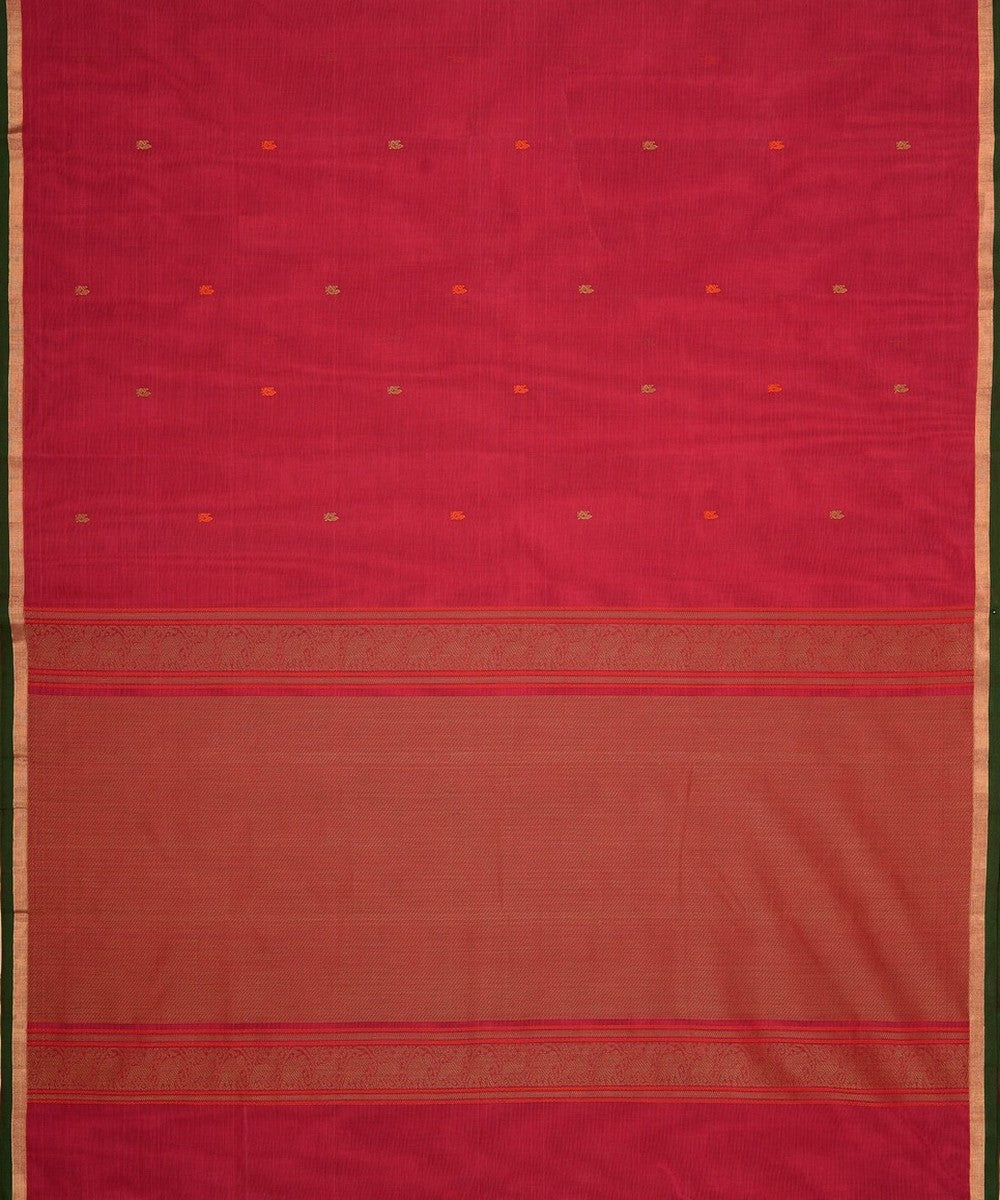 Maroon butta handwoven cotton kanchi saree
