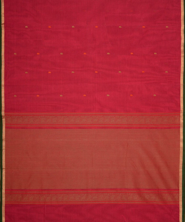 Maroon butta handwoven cotton kanchi saree