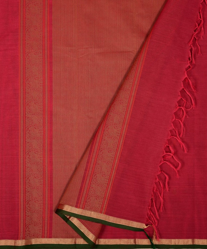 Maroon butta handwoven cotton kanchi saree