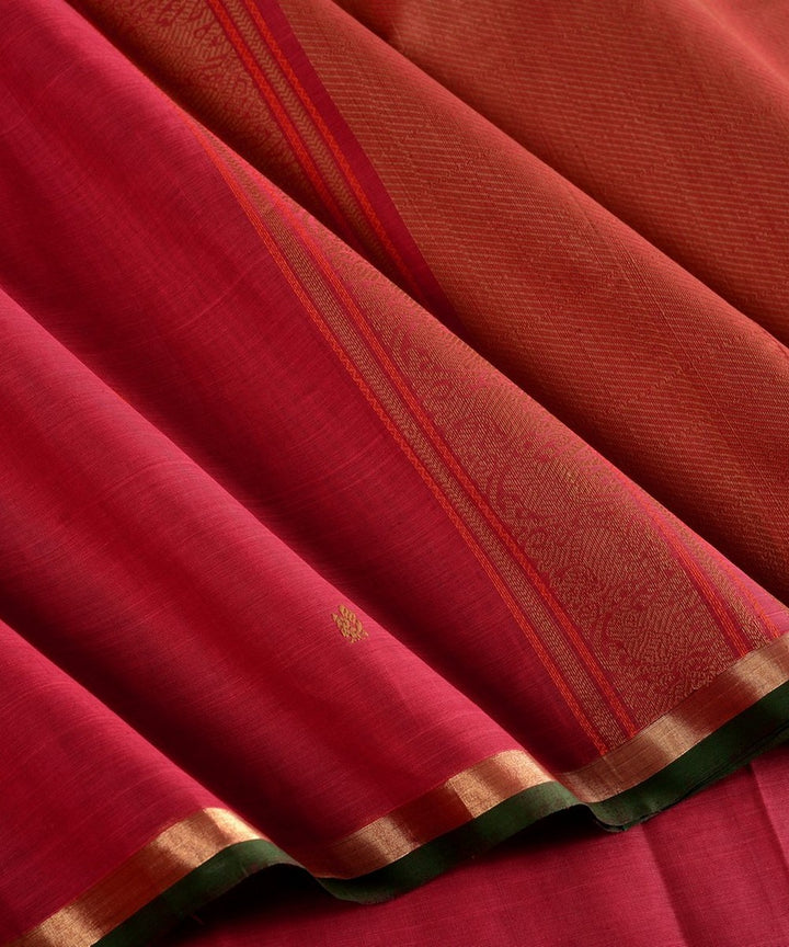 Maroon butta handwoven cotton kanchi saree
