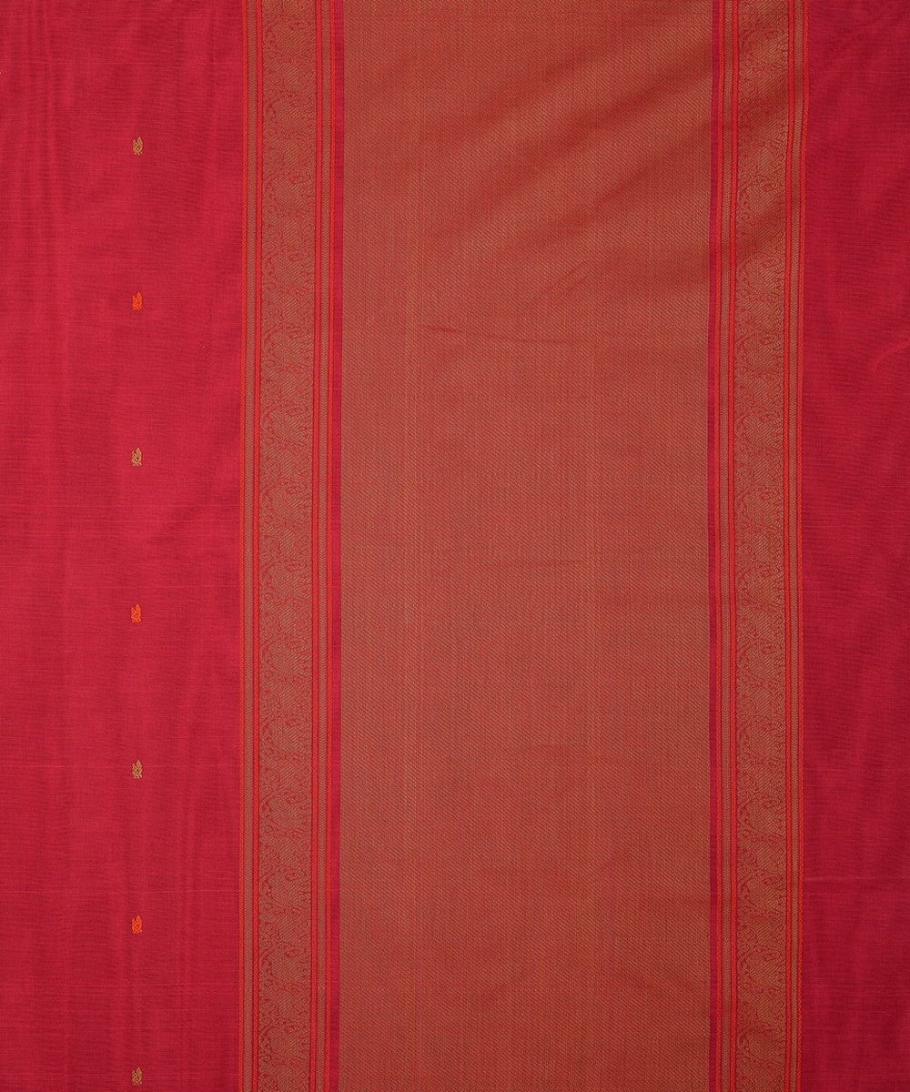Maroon butta handwoven cotton kanchi saree