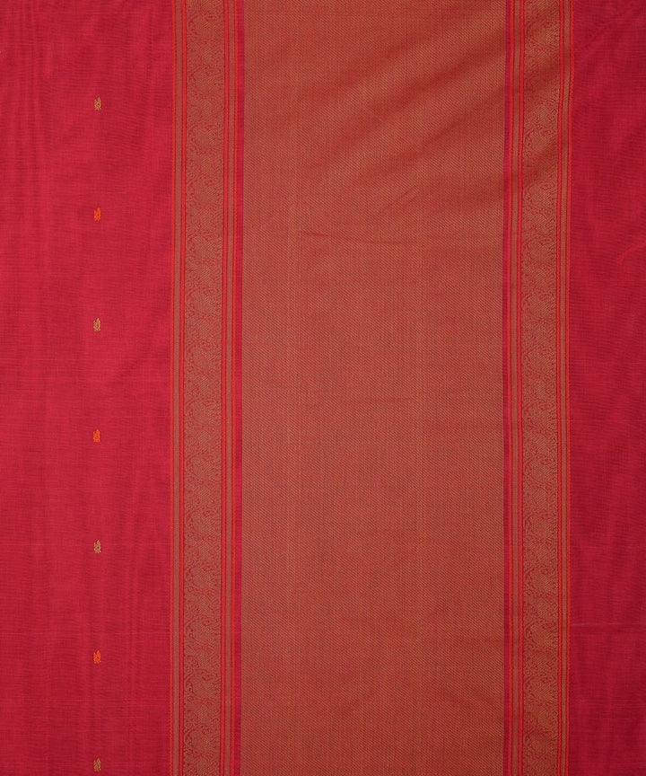 Maroon butta handwoven cotton kanchi saree