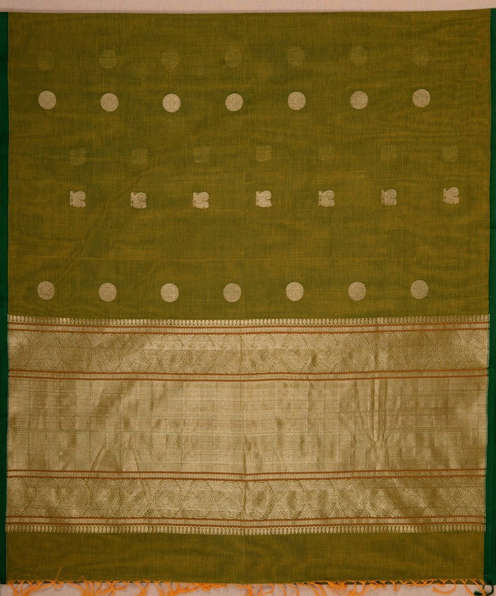 Light green zari butta handwoven cotton kanchi saree