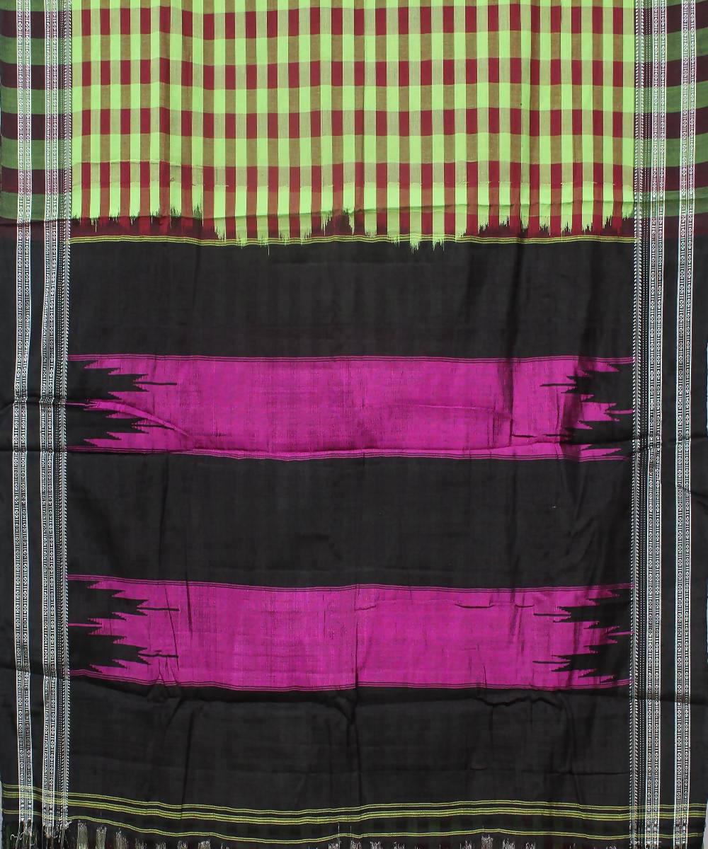 green maroon checks handwoven gomi teni border ilkal saree