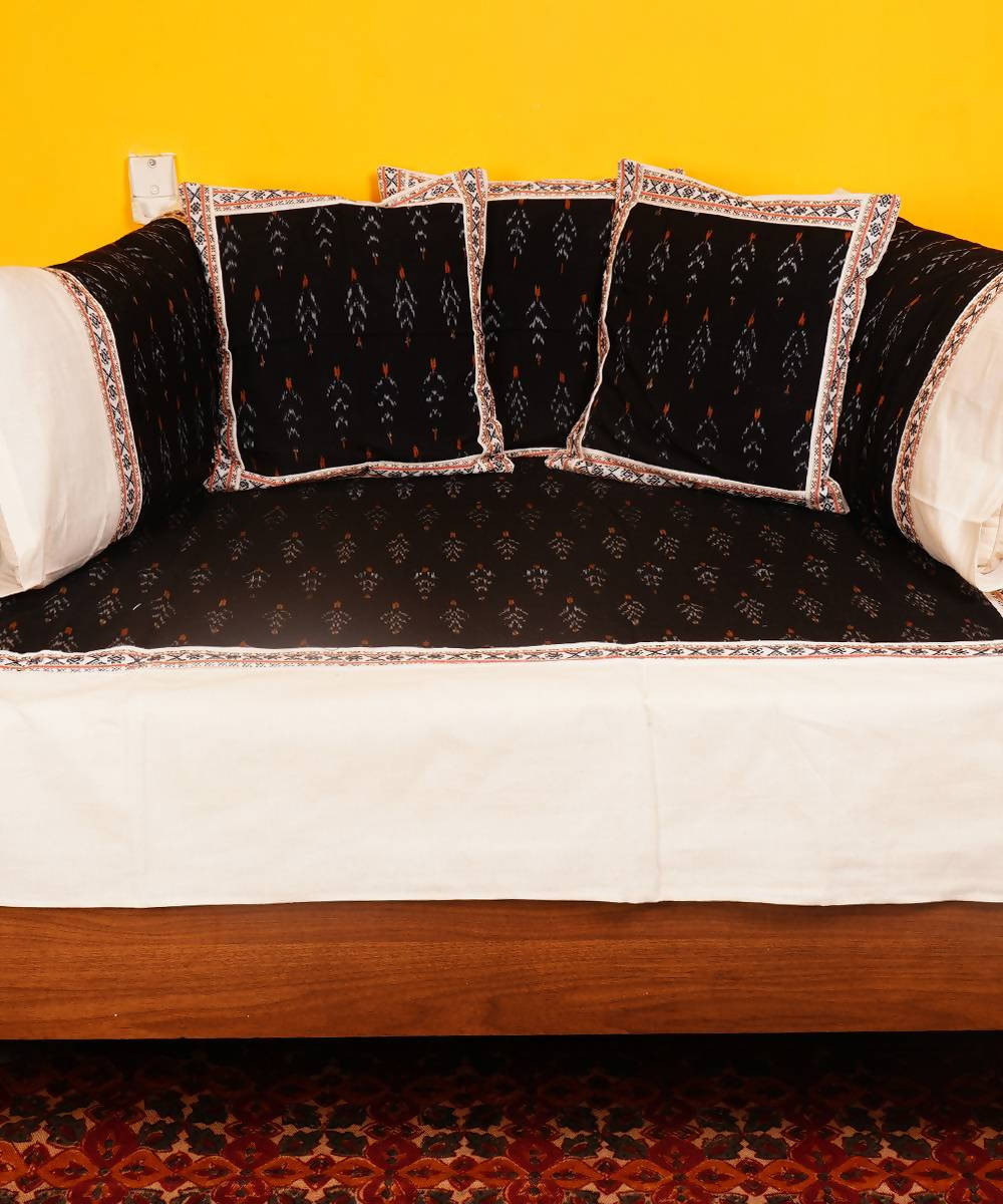 Handloom Black Pochampally Cotton Diwan Set