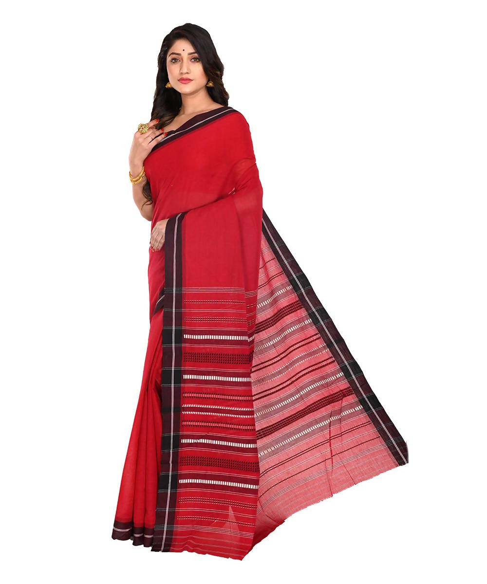 Bengal handloom red begumpuri cotton saree